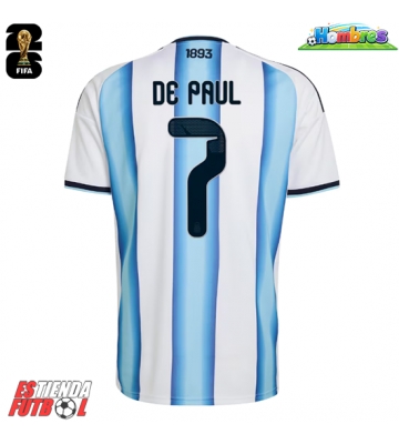 Argentina Rodrigo De Paul #7 Primera Equipación Mundial 2026 Manga Corta
